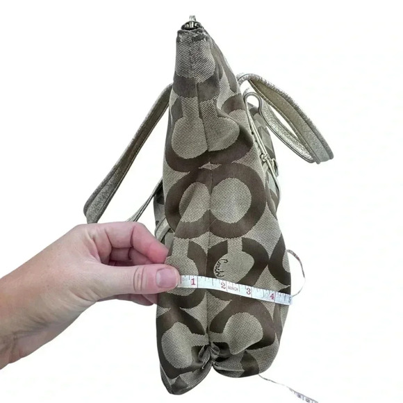 Vintage Coach Poppy Op Art Glam Tote Bag Shoulder Bag Brown *preowned - Picture 7 of 16